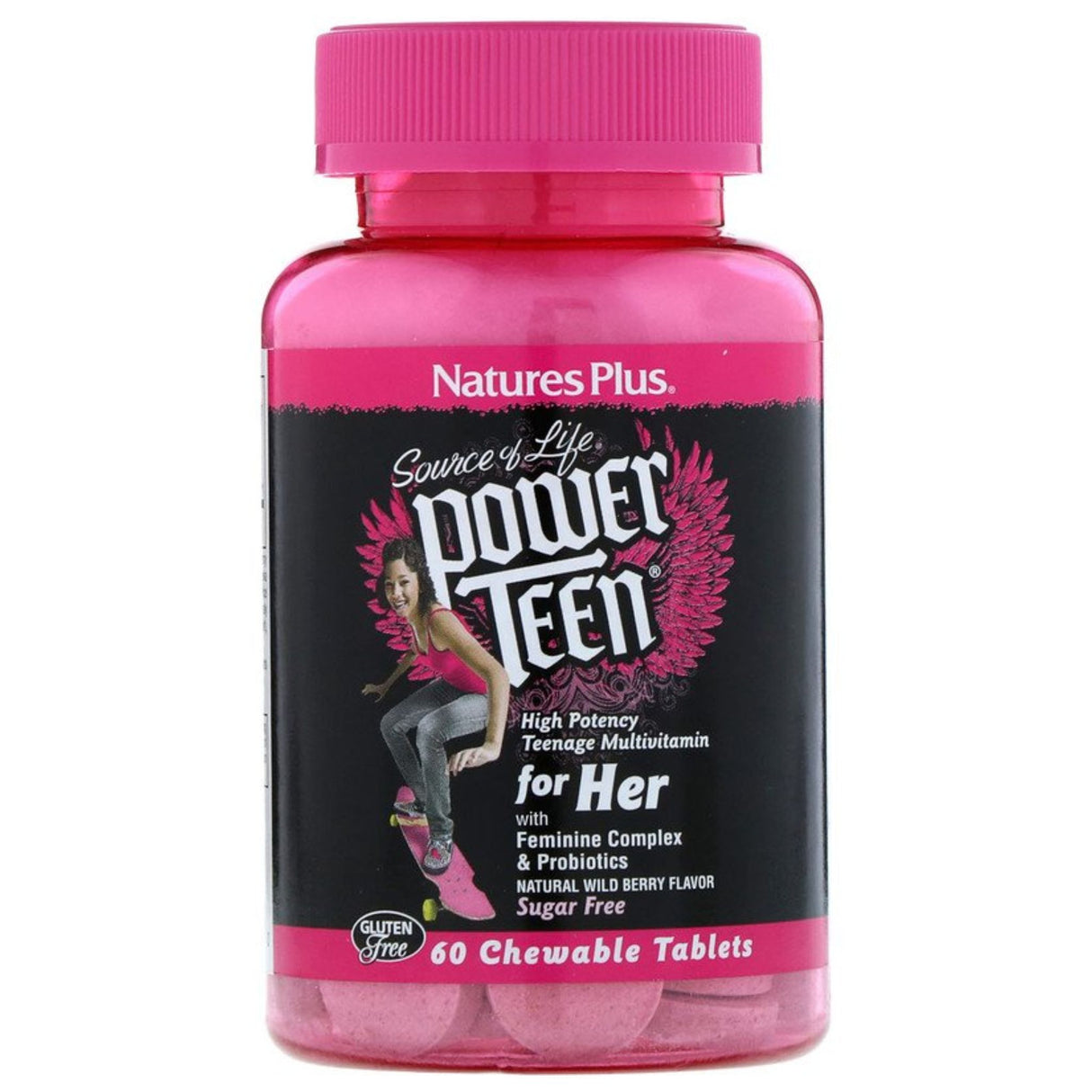NaturesPlus Power Teen For Her natural berry multivitamin – 60 chewables