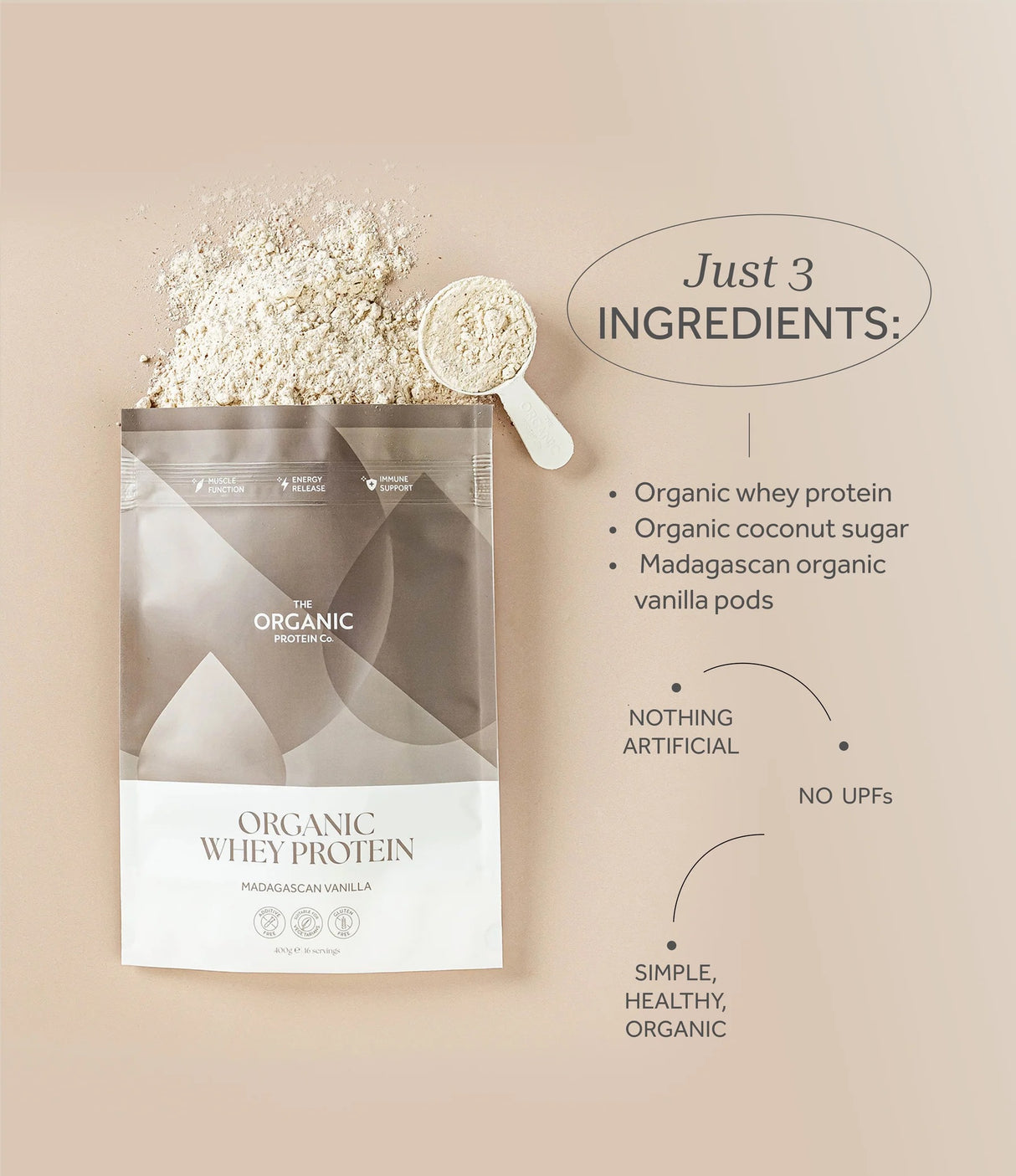 The Organic Protein Co Vanilla Whey Protein 400g