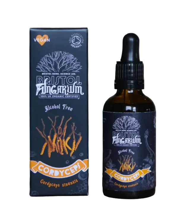 Bristol Fungarium Organic Cordyceps alcohol-free tincture bottle and packaging