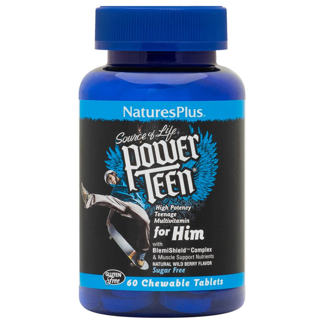 NaturesPlus Power Teen For Him wild berry multivitamin – 60 chewables